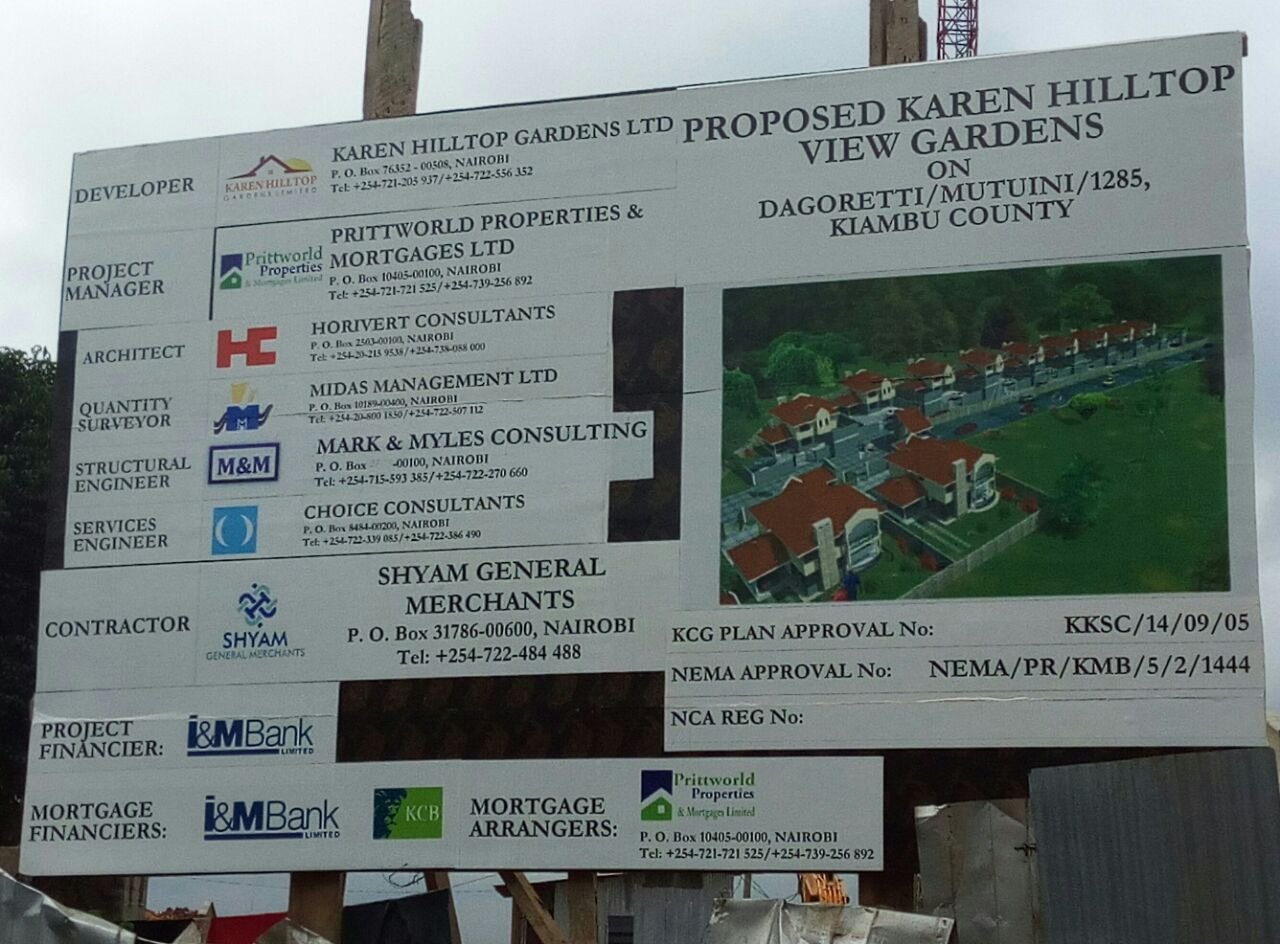 Karen Hilltop project signboard